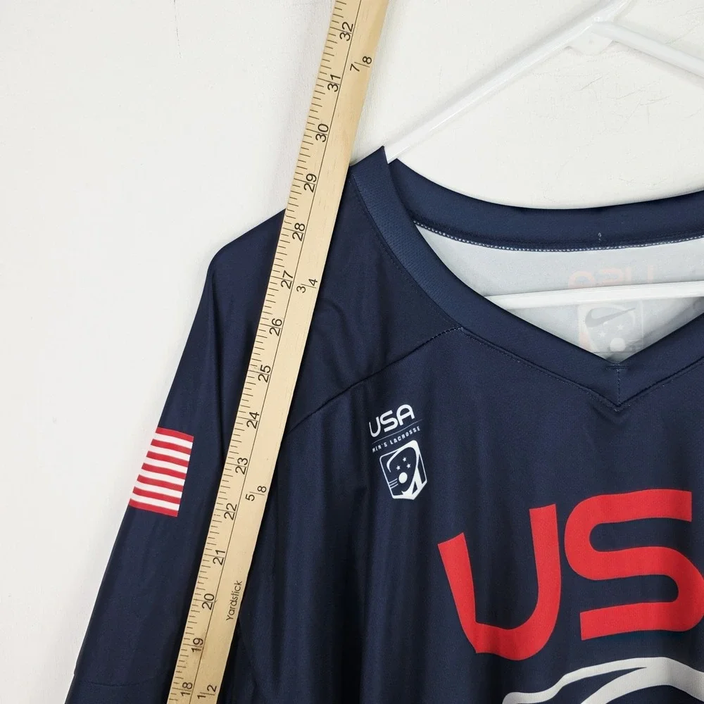 Nike Digital Team USA L‎ Elite Box Lacrosse Jersey Navy Blue Red FD0707 Sample